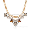 New fashion flowers luxury bib Necklace multi faceted crystal Vintage Pendant